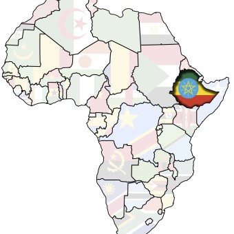 ethiophia flag on map