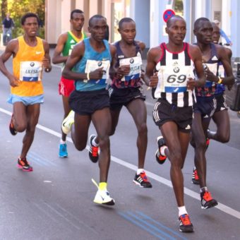 Berlin Germany – September 27 2015: leading group at Berlin Marathon 2015